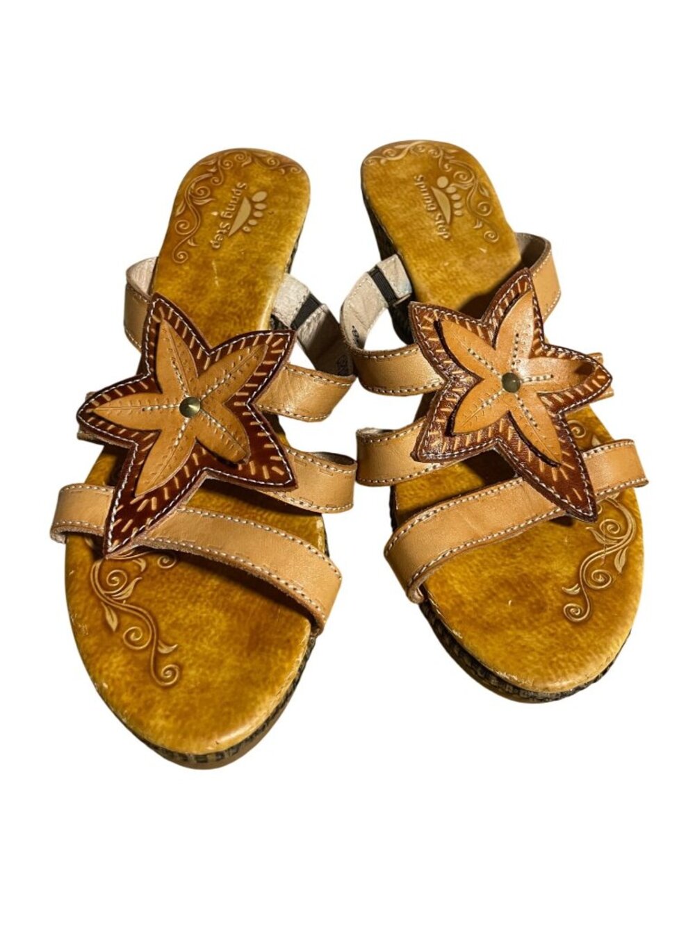 Spring Step Gardenia Leather Wedge Sandals Women SZ 38 US 7.5 Boho Starfish
